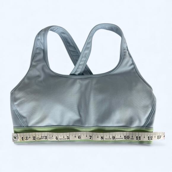 Under Armour Mid Compression Sports Bra Blue/Green size Medium - Picture 3 of 4